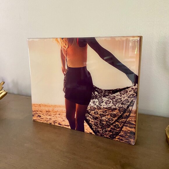 Handcrafted Woman on a Beach Photo Wall Art on Wood with Epoxy Finish 8x10 - Picture 1 of 10
